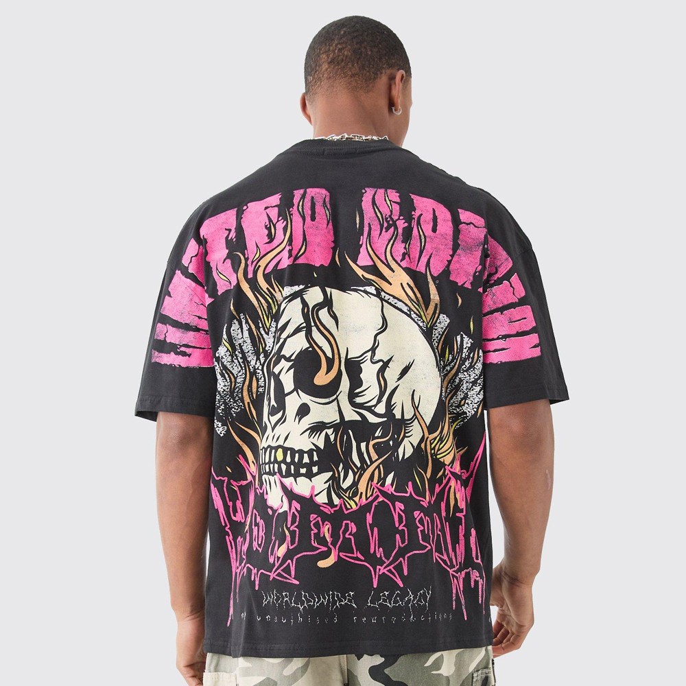 versized Floral Line Drawing Scuba T-shirt