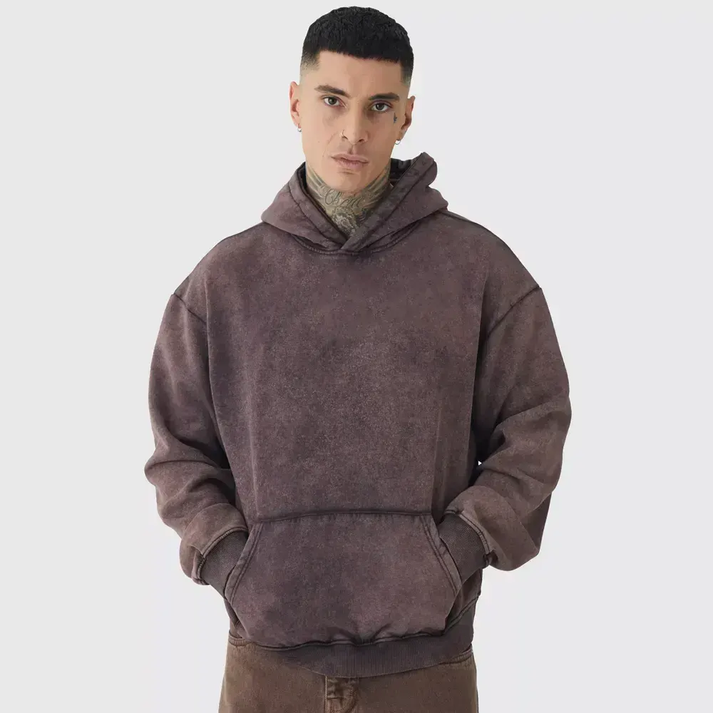 Tall Oversized Boxy Acid Wash Hoodie