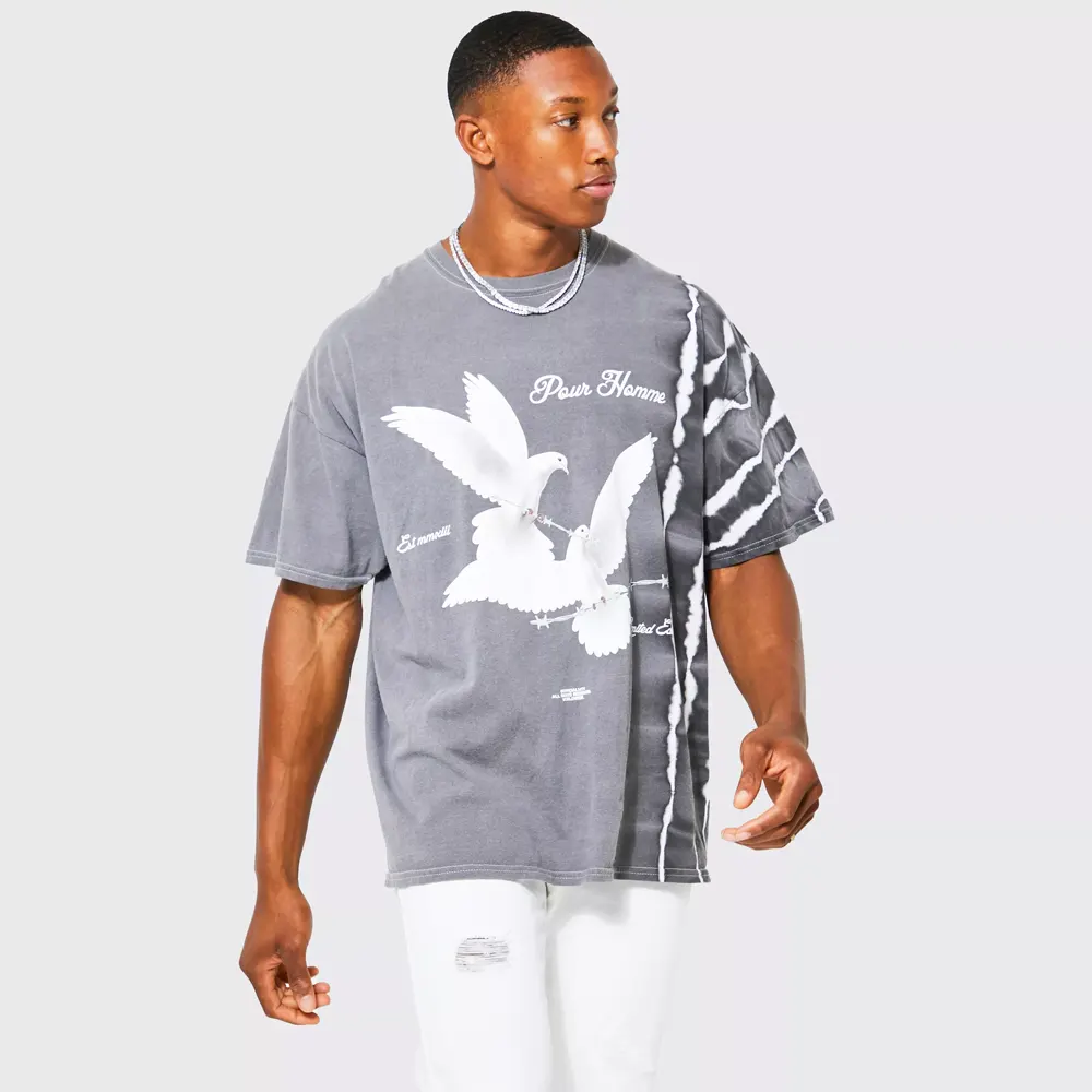 versized Floral Line Drawing Scuba T-shirt